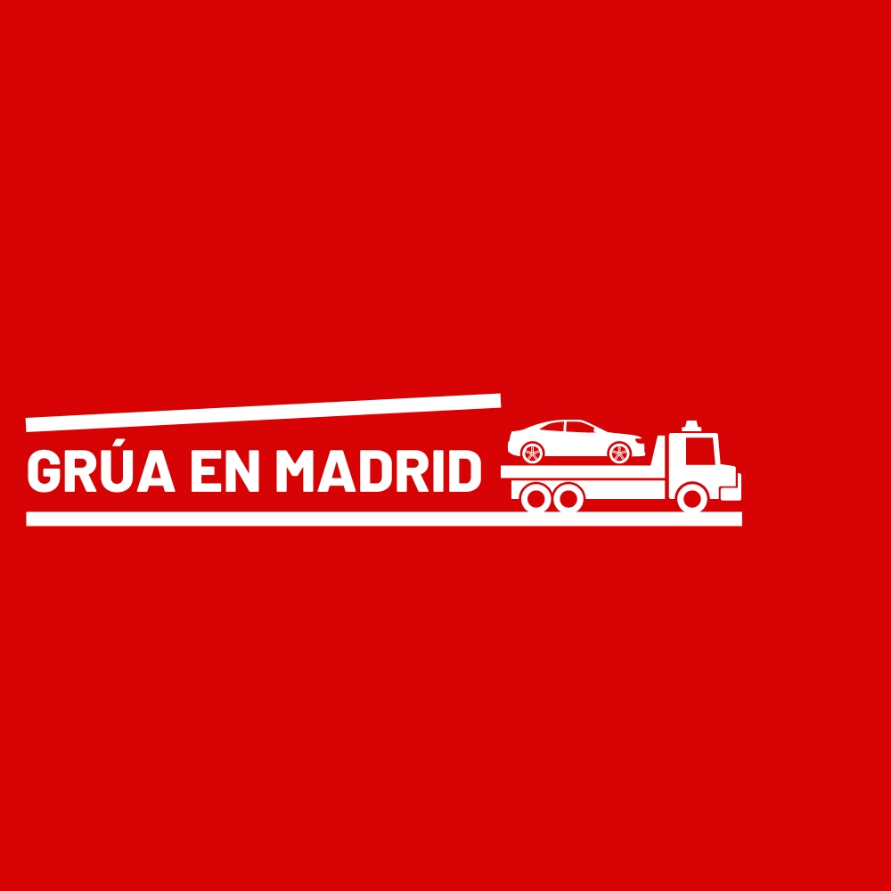 Grúa en Madrid de fondo