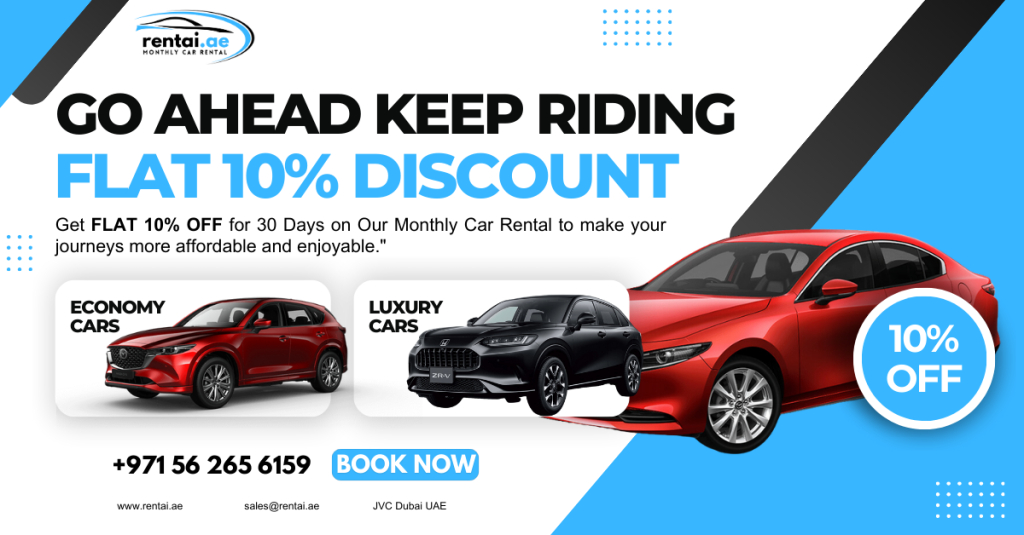 Rentai Monthly Car Rental JVC Dubais background