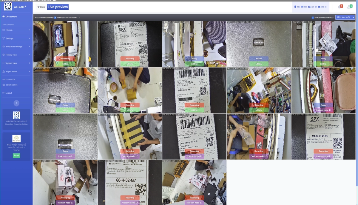 Phần mềm quay video đóng gói hàng hóas background